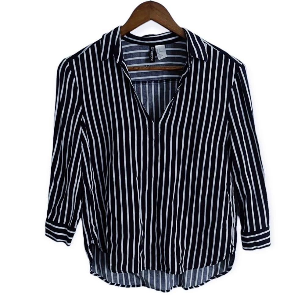 H&M Divided Blue and White Striped Blouse Size 2